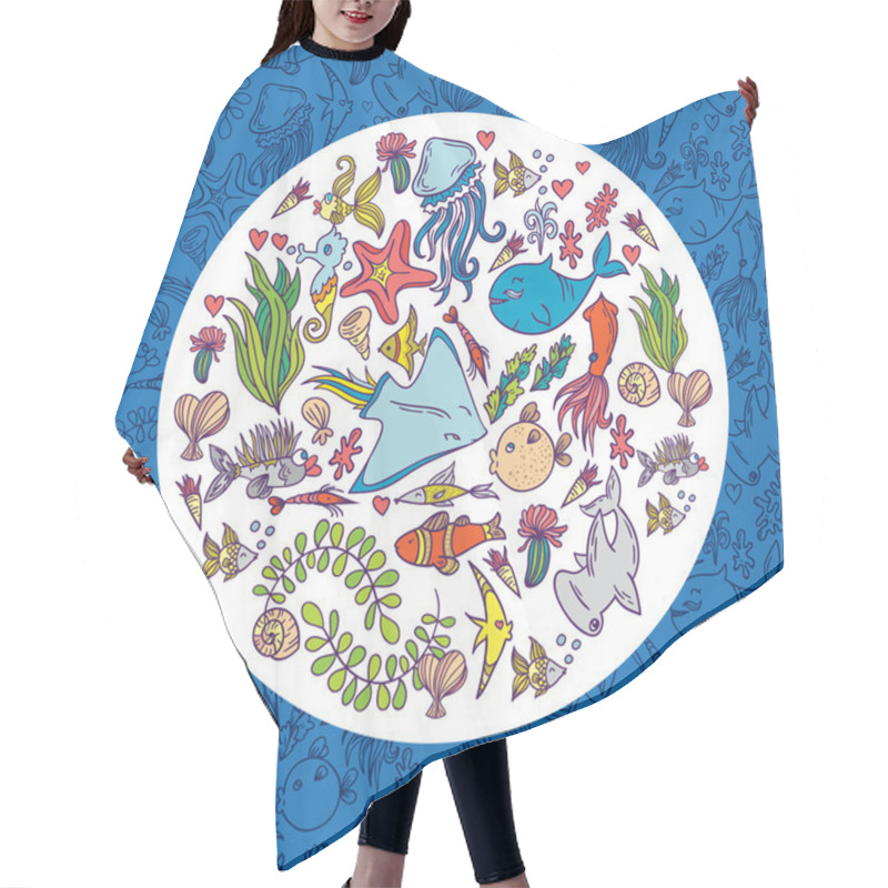 Personality  Sea Life Pattern Background Hair Cutting Cape