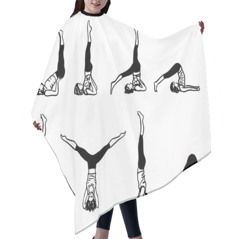 Personality  Complex Of Inverted Yoga Postures - Sketch Vector Illustration Hair Cutting Cape