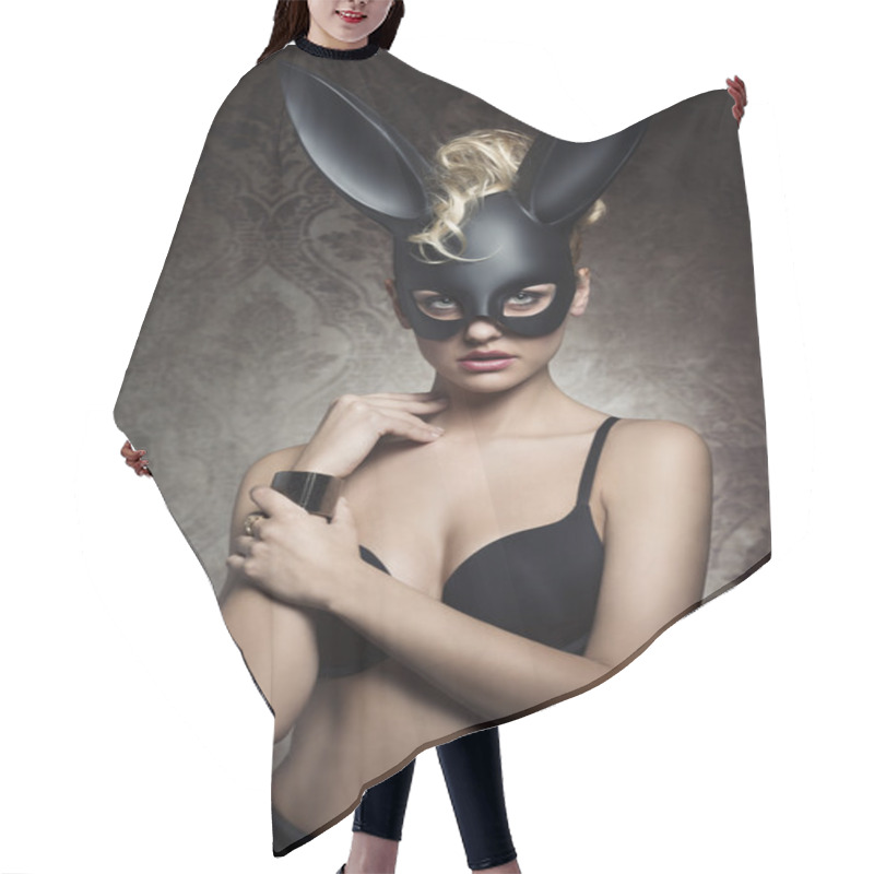 Personality  Charming Girl With Bizarre Bunny Mask  Hair Cutting Cape