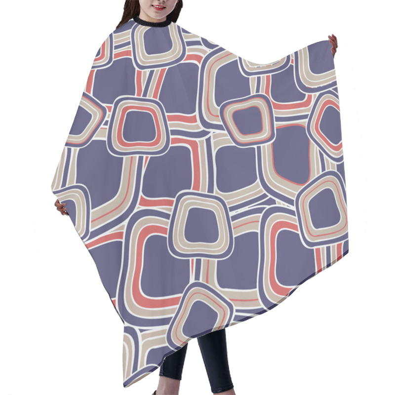 Personality  Seamless Pattern With Hand Drawn Violet Squares Hair Cutting Cape