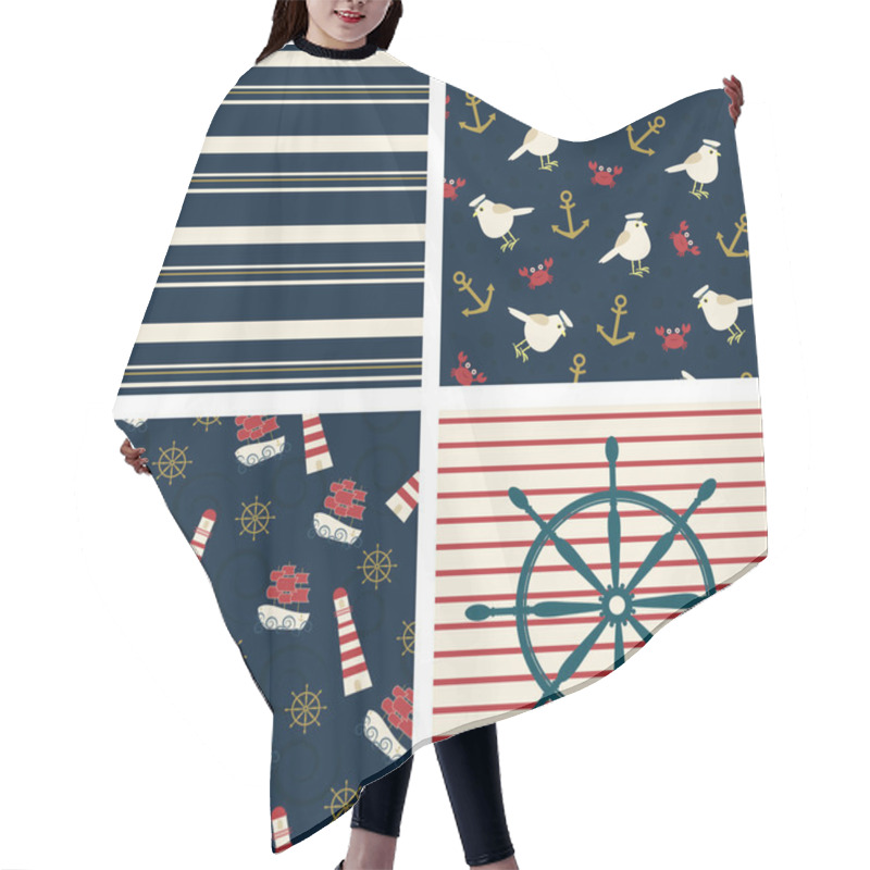 Personality  Nautical Themed Seamless Patterns Hair Cutting Cape