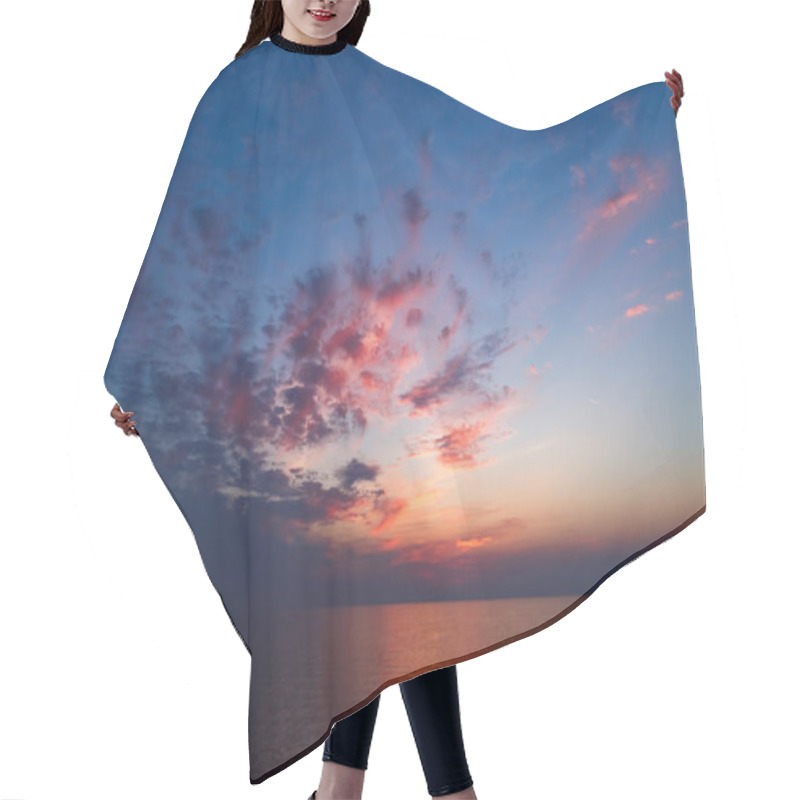 Personality  A Stunning Pink And Orange Sunset Sky In The Middle Of Mediterranean Sea, Sunset Background Hair Cutting Cape