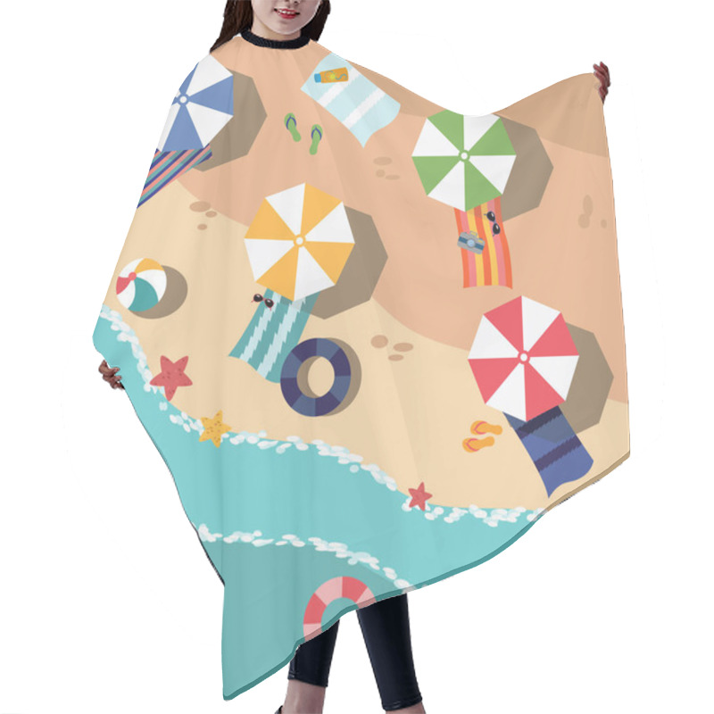 Personality  Beach In Summer, Vacation Destination Vector Illustration Hair Cutting Cape