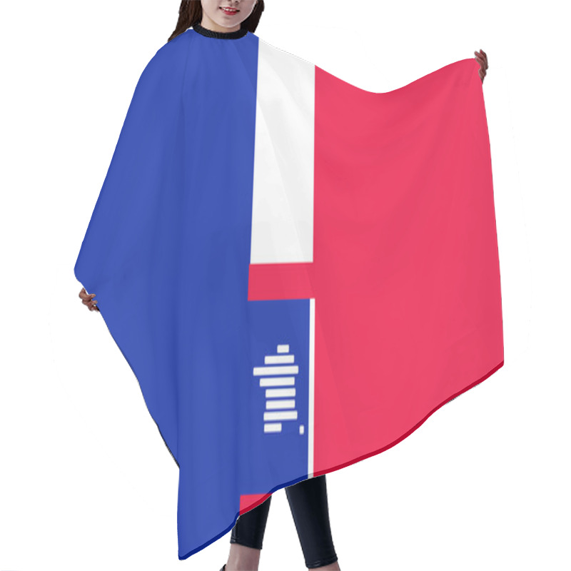 Personality  Creative Background Theme France With Rounded Because Simplified Outline Silhouette Map Of France, French Vibrant National Colors Of The French Flag Hair Cutting Cape