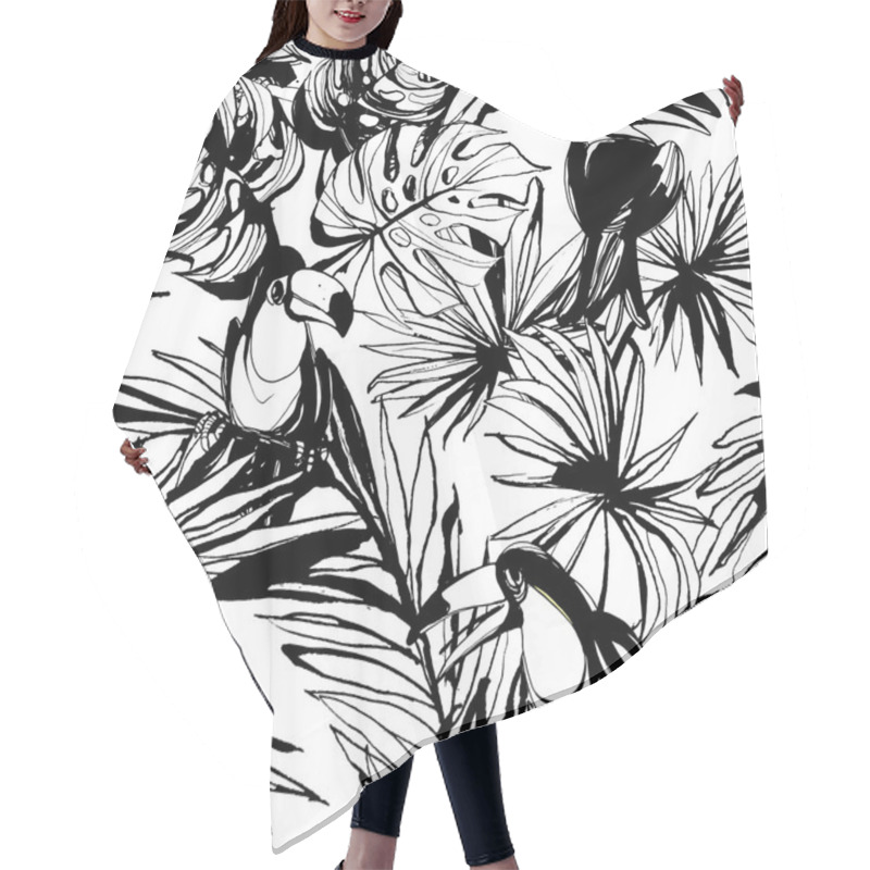 Personality  Tropical Floral Summer Seamless Pattern With Palm Beach Leaves A Hair Cutting Cape