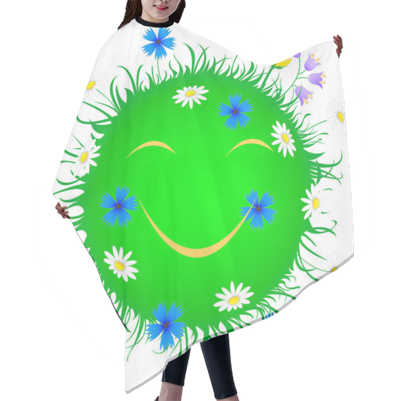 Personality  Vector Smiling Planet Earth. Time Of The Year: Summer. Hair Cutting Cape