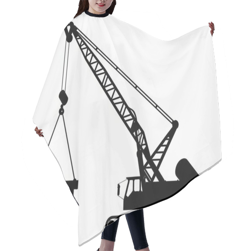 Personality  Silhouette Of A Construction Crane Lifting A Load Against A Plain Background. Hair Cutting Cape