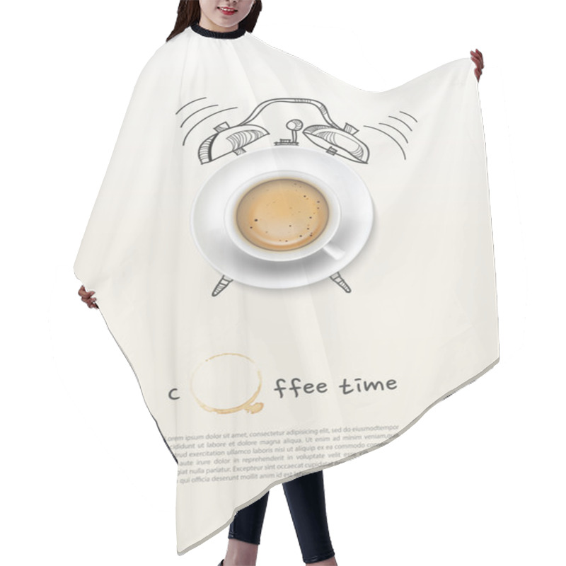 Personality  Coffee Cup Time Clock Concept Design Background Hair Cutting Cape