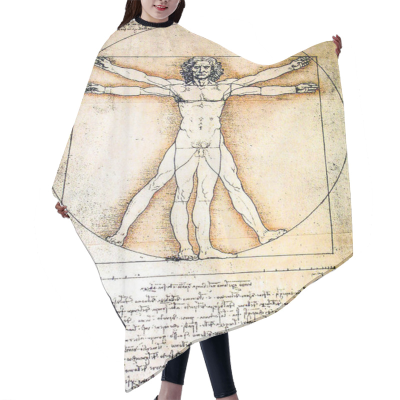 Personality  Vitruvian Man Poster By DaVinci Hair Cutting Cape