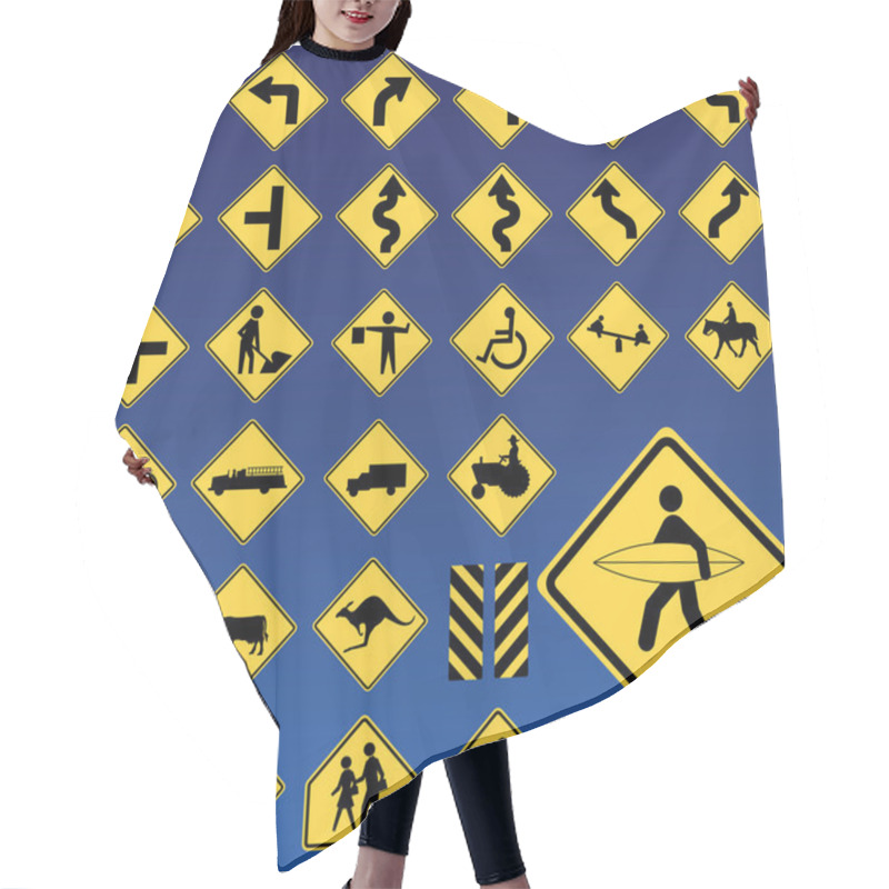 Personality  Danger Road Signs Collection Hair Cutting Cape