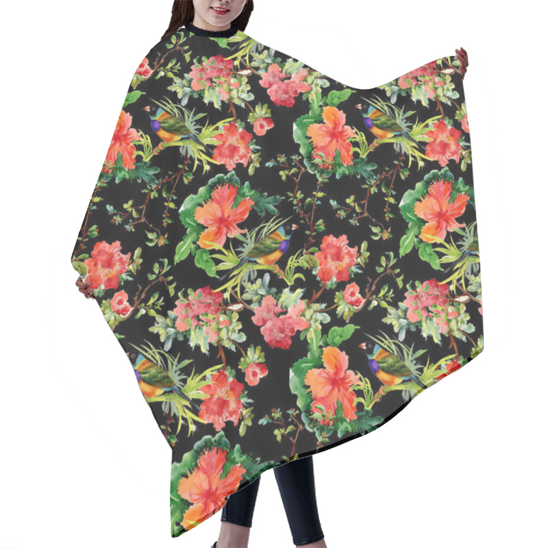 Personality  Exotic Birds With Flowers Hair Cutting Cape