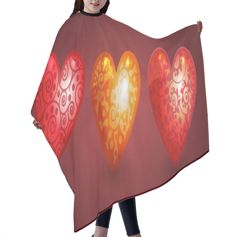 Personality  Three Hearts. Vector Illustration Hair Cutting Cape