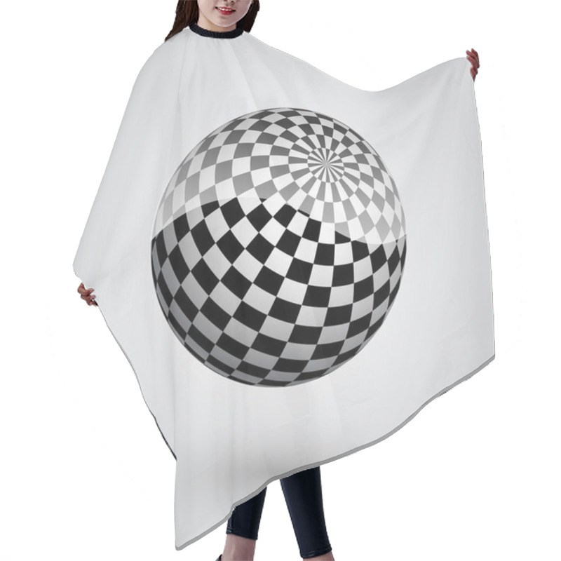 Personality  Black And White Checkered Sphere. Vector Illustration. Hair Cutting Cape