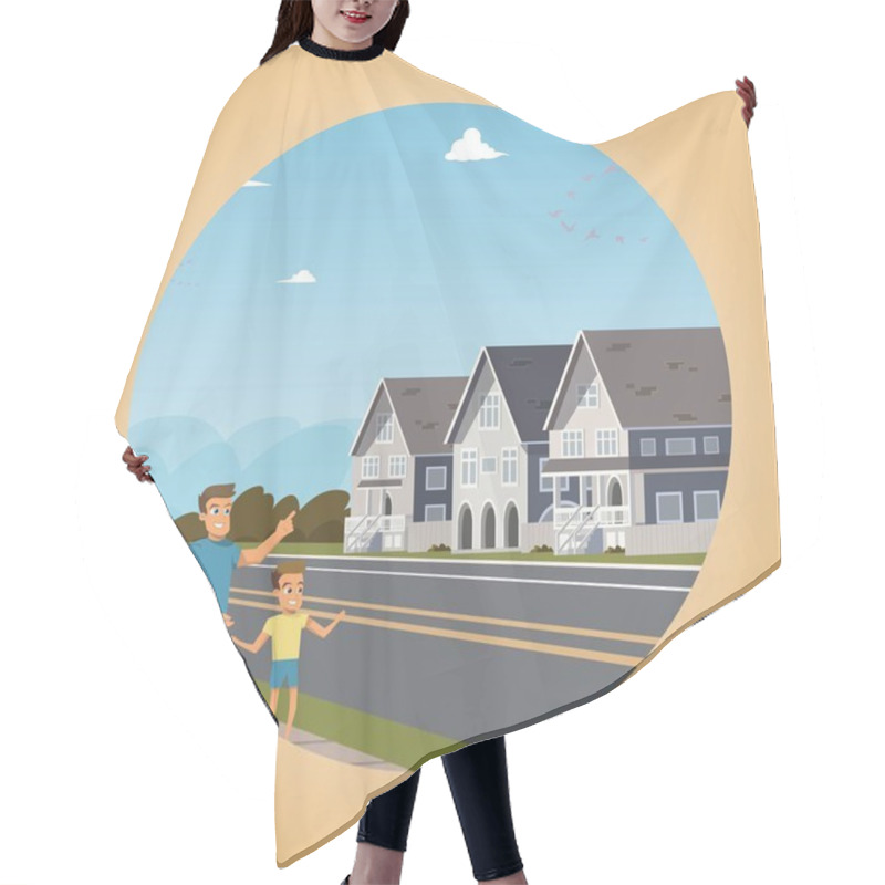 Personality  Vector Image Townhouse Located Outside The City Hair Cutting Cape