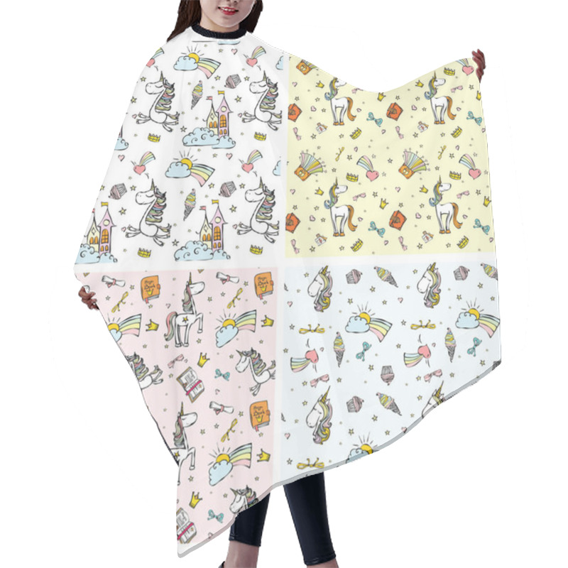 Personality  Cute Magic Unicorns Pattern Hair Cutting Cape