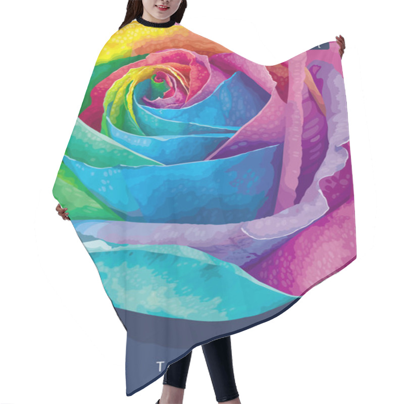 Personality  Rainbow Rose Card Dark Hair Cutting Cape