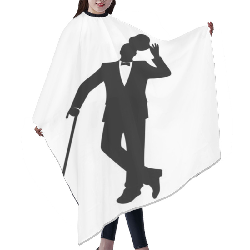 Personality  Silhouette Of A Gentleman In A Tuxedo Hair Cutting Cape