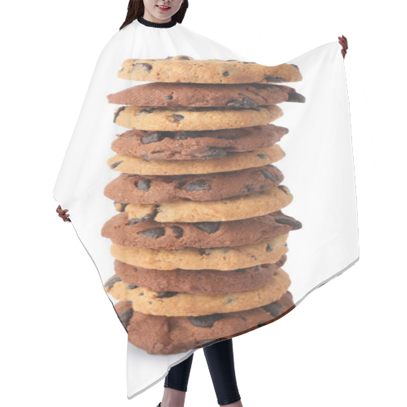 Personality  Different Tasty Cookies On White Background Hair Cutting Cape