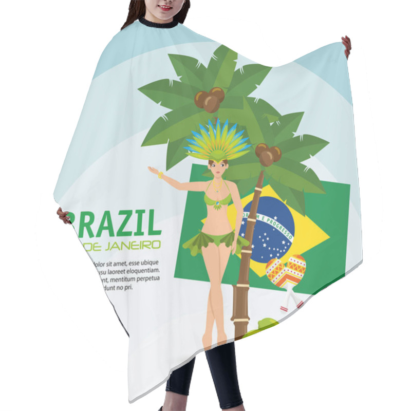 Personality  Brazil Rio De Janeiro Poster Garota Flag Coconut Palm Hair Cutting Cape