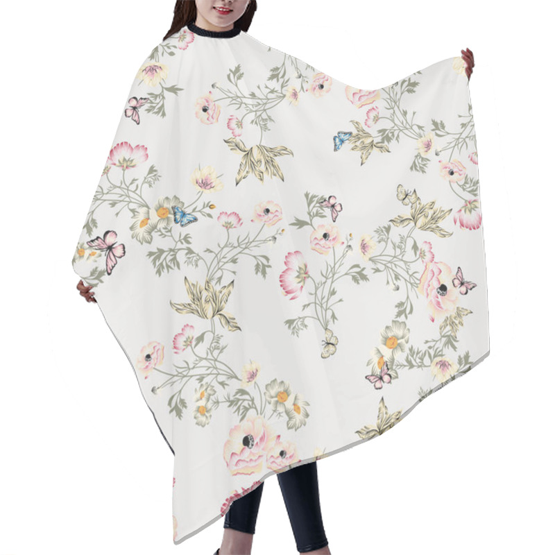 Personality  Floral Seamless Pattern Hand Drawn Water Colour Illustration  Hair Cutting Cape