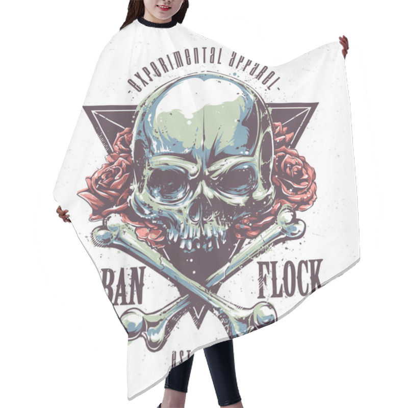 Personality  Grunge Skull Print Hair Cutting Cape