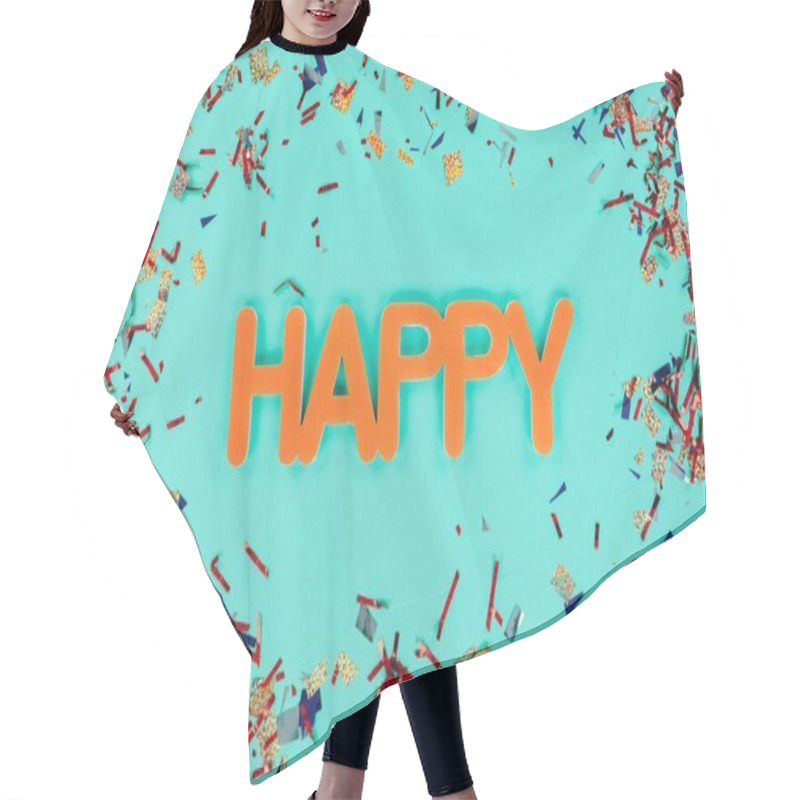 Personality  Happy Sign Surrounded With Confetti Hair Cutting Cape