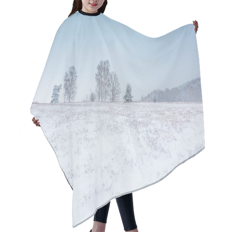 Personality  Winter Field Under Cloudy Gray Sky Hair Cutting Cape