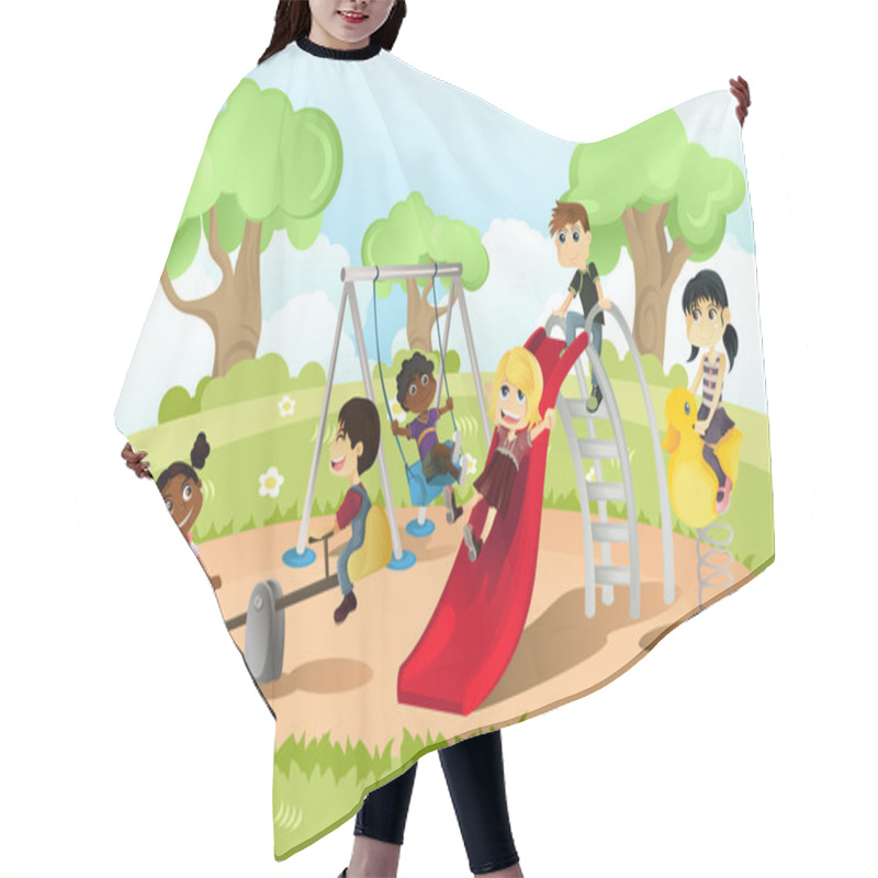 Personality  Children In Playground Hair Cutting Cape