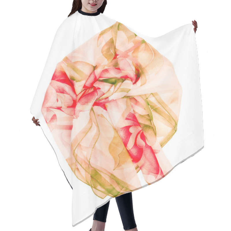 Personality  Beige Silk Scarf Isolated On White Background. Hair Cutting Cape