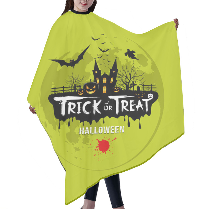 Personality  Trick Or Treat Halloween Design On Green Background Hair Cutting Cape