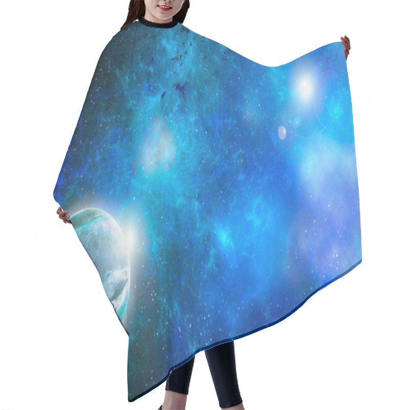 Personality  Unknown Planet From Outer Space. Space Nebula. Cosmic Cluster Of Stars. Outer Space Background. 3D Illustration. Hair Cutting Cape