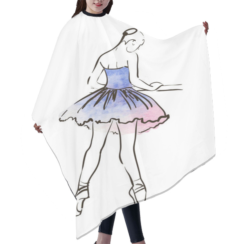 Personality  Hand Drawing Ballerina Figure Hair Cutting Cape