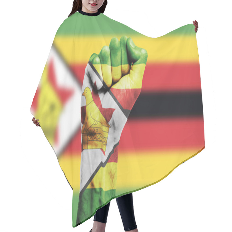 Personality  Zimbabwe Flag Painted On A Clenched Fist. Strength, Protest Concept Hair Cutting Cape