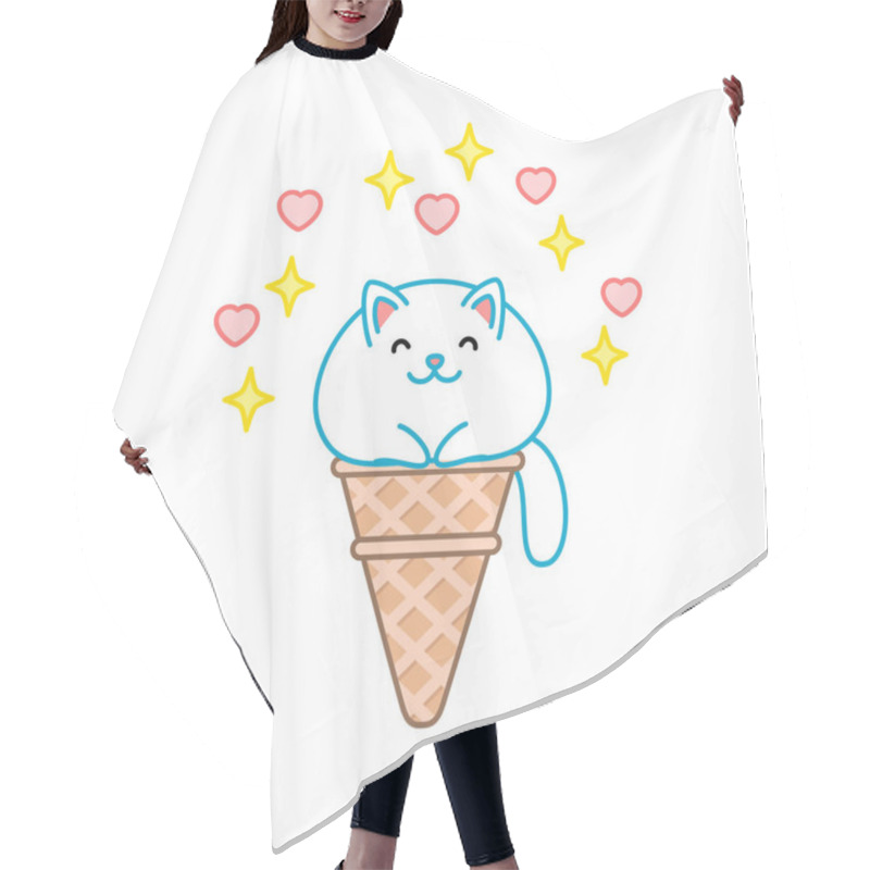 Personality  Cute Cat Ice-cream. Illustration Of A Sparkling Ice-cream Looks Like A Fat White Cat Sitting In A Waffle Cone. Isolated Objects. Vector 8 EPS. Hair Cutting Cape