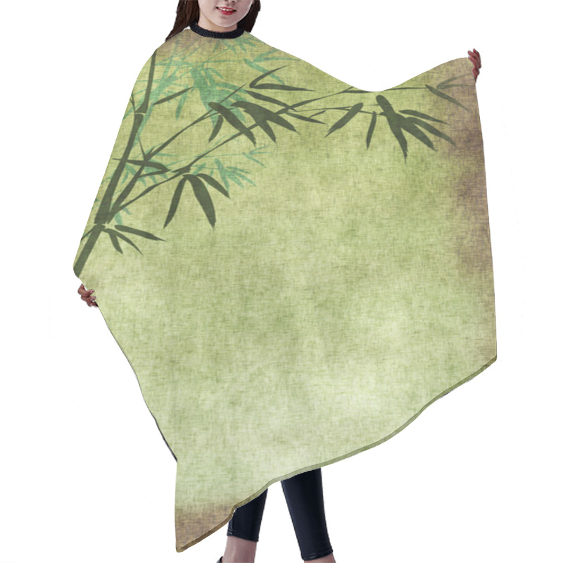 Personality  Old Paper With Bamboo Branches Hair Cutting Cape