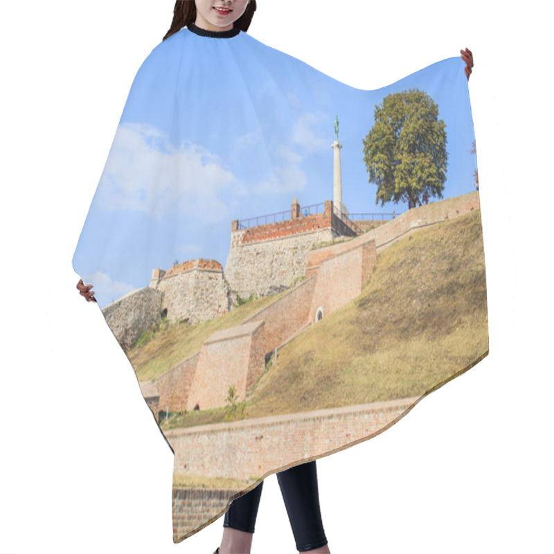 Personality  View On Famous Kalemegdan Fortress And The Victor Monument Against Blue Sky. Historic Location In Belgrade, Serbia, Eastern Europe Hair Cutting Cape