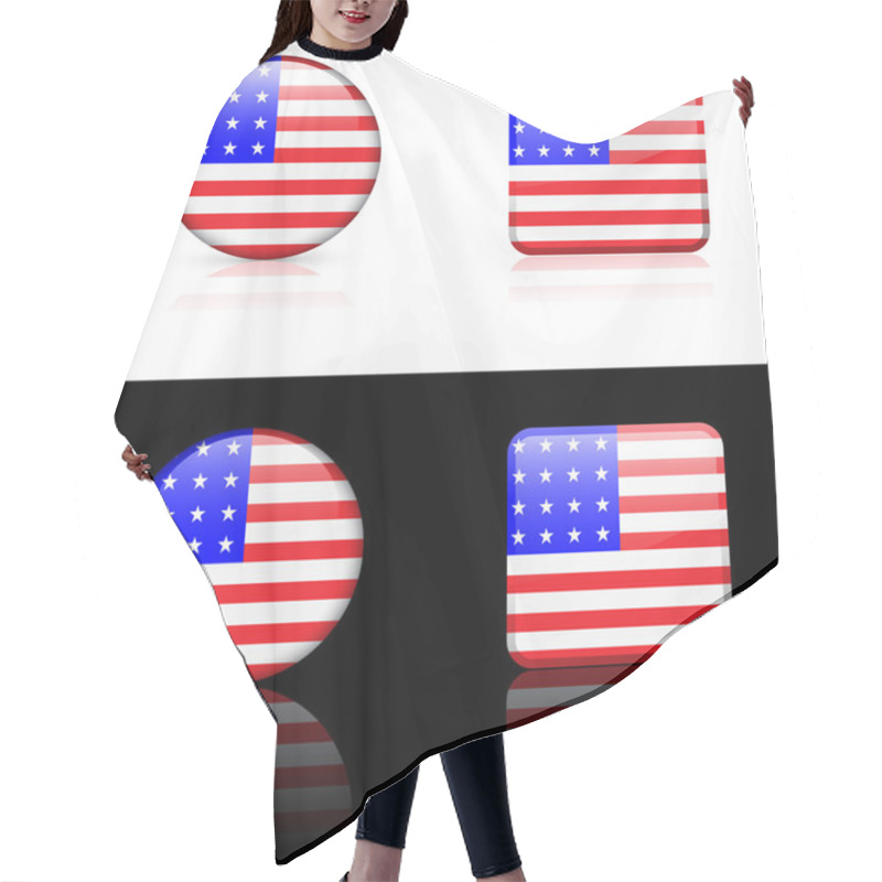 Personality  United States Flag Buttons On White And Black Background Hair Cutting Cape