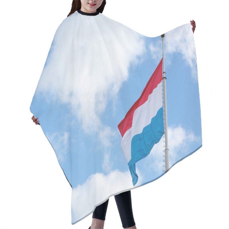 Personality  Luxembourg Flag Is Waving In Front Of Blue Sky And Puffy Clouds Hair Cutting Cape