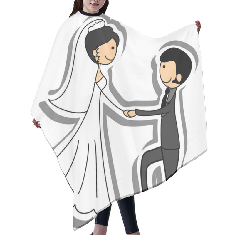 Personality  Wedding Picture, Bride And Groom In Love, The Vector Hair Cutting Cape