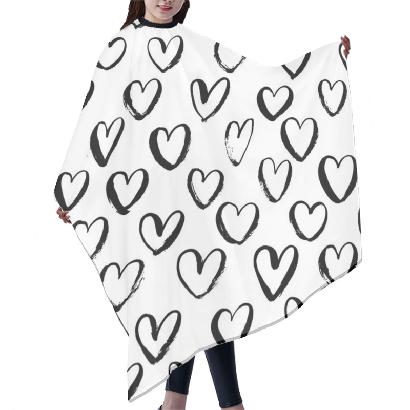 Personality  Seamless Pattern With Hearts. Hair Cutting Cape