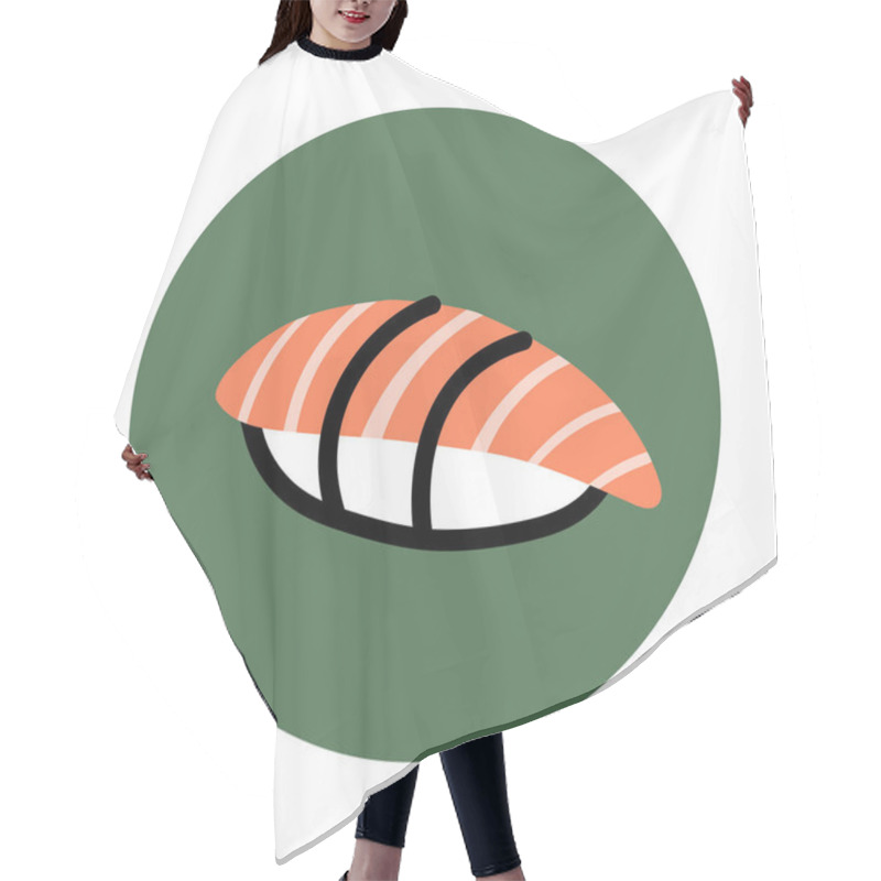 Personality  Illustration Of Sushi With Salmon On Green Hair Cutting Cape