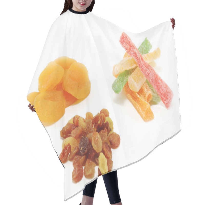 Personality  Dried Apricots, Raisins, Candied Fruit Isolated On White Background Hair Cutting Cape