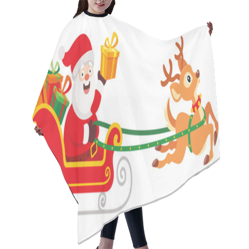 Personality  Santa Claus Riding A Sleigh Hair Cutting Cape