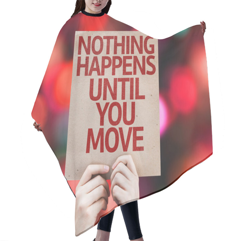 Personality  Nothing Happens Until You Move Card Hair Cutting Cape