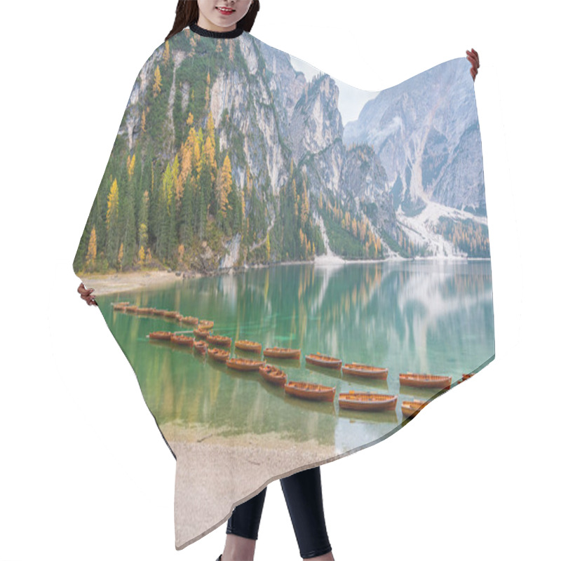 Personality  Foggy Autumn Morning At Lake Braies, Province Of Bolzano, Trentino Alto Adige, Italy. Hair Cutting Cape