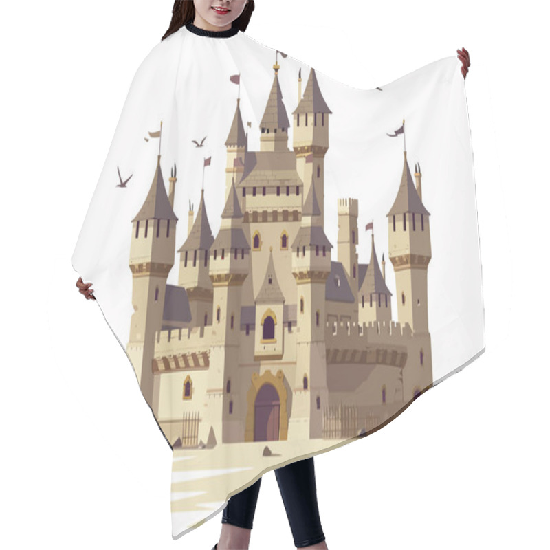 Personality  Castle Stock Image Isolated Vector Style Illustration Hair Cutting Cape