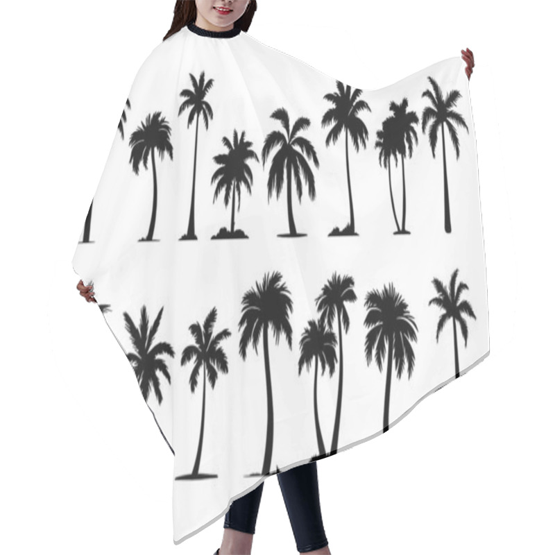 Personality  Palm Trees Set Isolated On White Background. Vector Tropical Palms Silhouettes Collection For Design, Web, Illustrations. Hair Cutting Cape