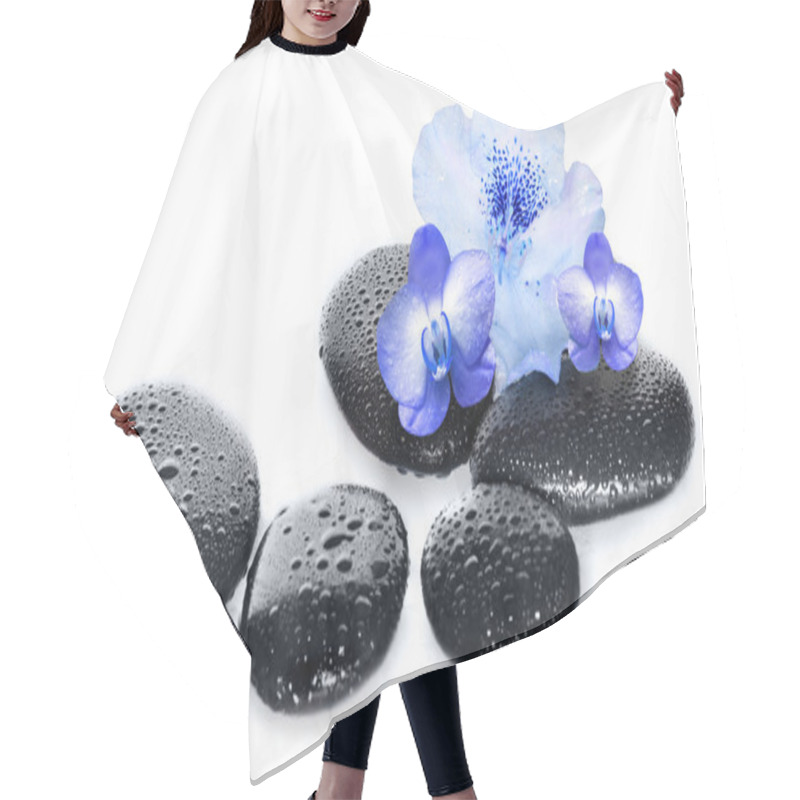 Personality  Zen Basalt Stones And Orchid On White Background Hair Cutting Cape