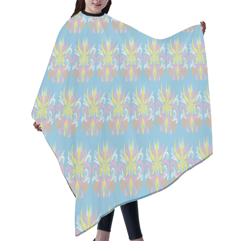 Personality  Pastel Floral Ornamental Pattern With Baroque Style Elements On Blue Seamless Background Hair Cutting Cape