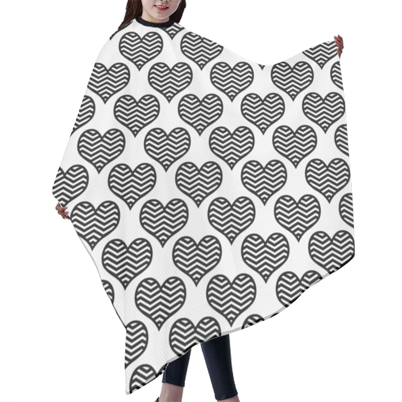 Personality  Black And White Chevron Hearts Pattern Repeat Background Hair Cutting Cape